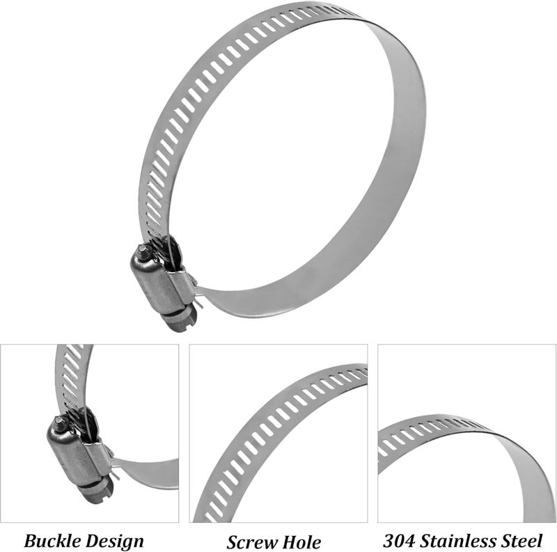 AUXBC 12PCS 2 Inch Adjustable 304 Stainless Steel Hose Clamps, Worm Gear Duct Clamp for Air Ducting, Automotive Plumbing and Mechanical Applications, Fits 1.6"-2.5" (40-63mm) Diameter Hoses - Image 4